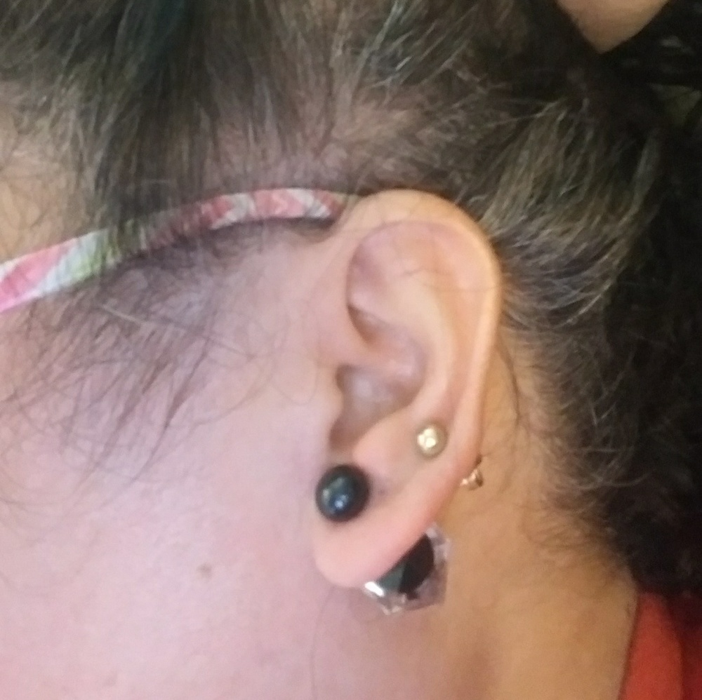 Double sided black earrings.